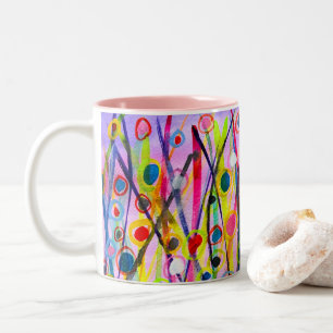 abstrakte Kunstlandschaft mit Aquarellfarben Zweifarbige Tasse