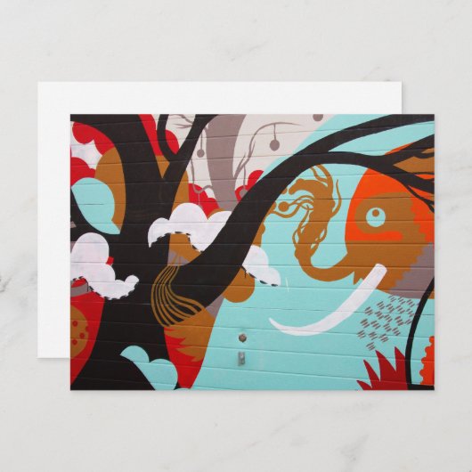 Abstrakte Kunstlephant und Baum Postkarte (Vorne/Hinten)