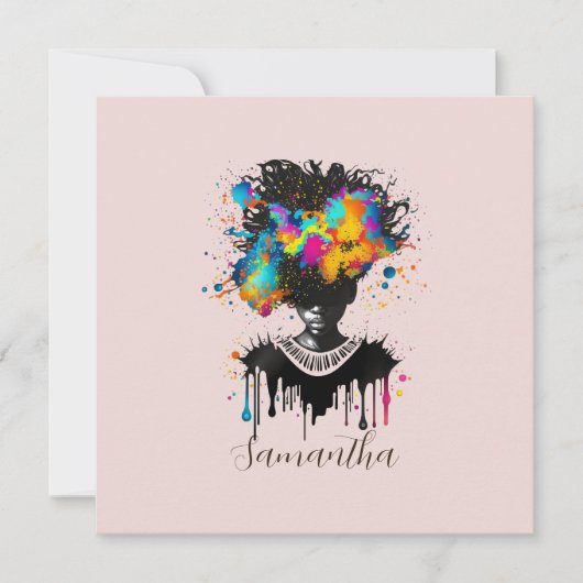 Abstrakte Künstlerin Afro | Schwarz und Weiß (Vorderseite)