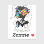 Abstrakte Künstlerin Afro | Schwarz und Weiß Aufkleber (Blatt)