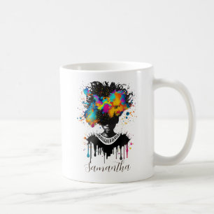 Abstrakte Künstlerin Afro   Schwarz und Weiß Kaffeetasse