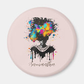 Abstrakte Künstlerin Afro | Schwarz und Weiß Magnet (Vorne)