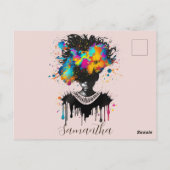 Abstrakte Künstlerin Afro | Schwarz und Weiß Postkarte (Rückseite)