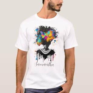 Abstrakte Künstlerin Afro Schwarz und Weiß T-Shirt