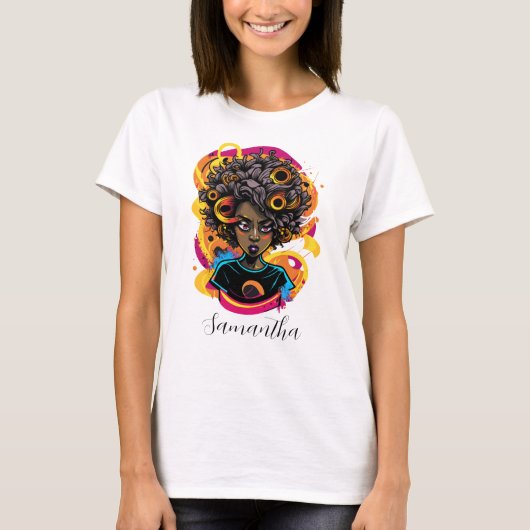 Abstrakte Künstlerin Afro T-Shirt (Vorderseite)