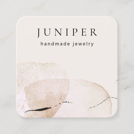 Abstrakte künstlerische Bio Aquarellformen Quadratische Visitenkarte (Vorderseite)