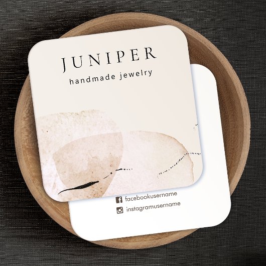 Abstrakte künstlerische Bio Aquarellformen Quadratische Visitenkarte