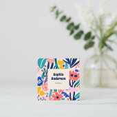 Abstrakte künstlerische Blüte - Trendfarbener Plat Quadratische Visitenkarte (Stehend Vorderseite)