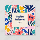 Abstrakte künstlerische Blüte - Trendfarbener Plat Quadratische Visitenkarte (Vorderseite)