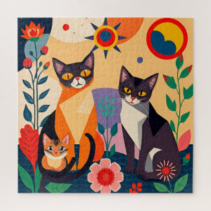 Abstrakte künstlerische Darstellung von Katzen Puzzle