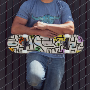 Abstrakte künstlerische Fusion: Das kubistische Wu Skateboard