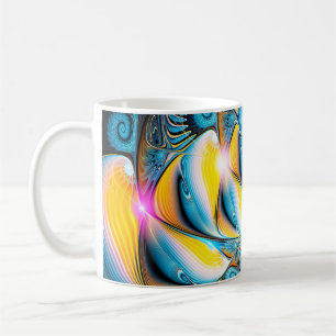 Abstrakte künstlerische goldene und blaue moderne kaffeetasse