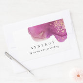 Abstrakte künstlerische Lila Wasserfarbe Form Gold Rechteckiger Aufkleber (Umschlag)