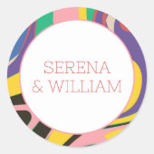 Abstrakte Künstlerische Rainbow-Hochzeit Runder Aufkleber (Vorderseite)