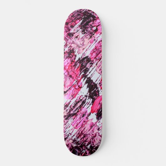 Abstrakte Künstlerische Rosa Burgund Rot-Akrylenma Skateboard (Vorderseite)
