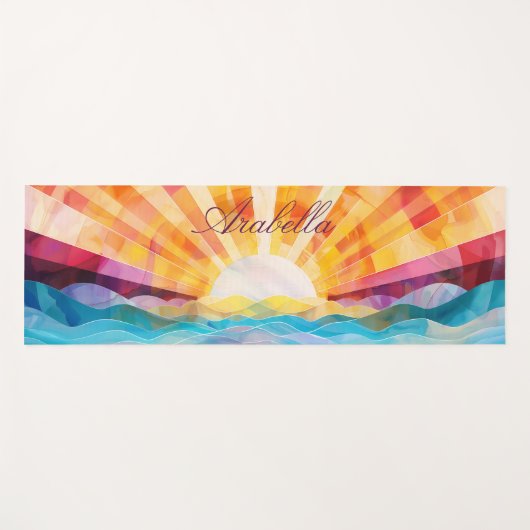 Abstrakte künstlerische Sonnenstrahlen und Seyogma Yogamatte (Vorderseite (Horizontal))