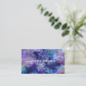 Abstrakte Künstlerische Violet-Silber-Script-Kalli Visitenkarte (Stehend Vorderseite)