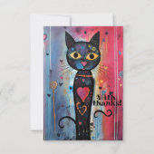 Abstrakte künstlerische Wide Mit Augen Katze Dankeskarte (Vorderseite)