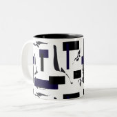 Abstrakte Kunstmalerei einer Art Kaffee-Tee-Tasse Zweifarbige Tasse (Vorderseite Links)