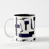 Abstrakte Kunstmalerei einer Art Kaffee-Tee-Tasse Zweifarbige Tasse (Links)