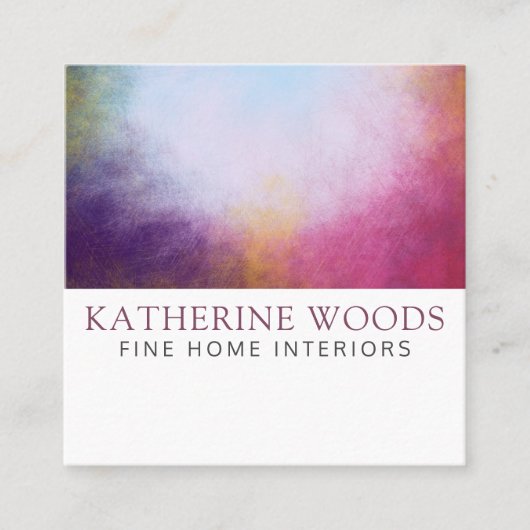 Abstrakte Kunstmalerei Interieur Designer Red Viol Quadratische Visitenkarte (Vorderseite)