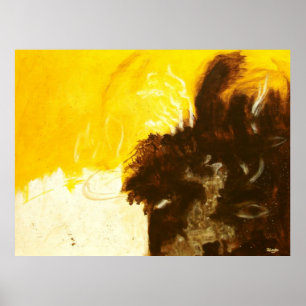 Abstrakte Kunstmalerei Tropft Spritzer Gelb Braun Poster