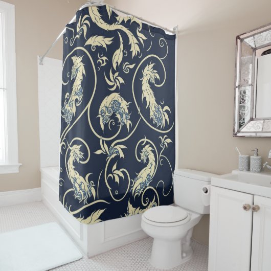 abstrakte Kunstmarinade und aufwändige Minimalkuns Duschvorhang (Beispiel)