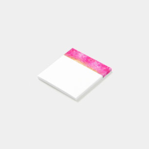 Abstrakte Kunstnotizen in Rosa und Gold Post-it Klebezettel
