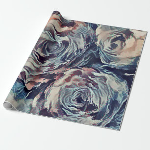Abstrakte Kunstpinsel strukturierte Rosen drucken  Geschenkpapier