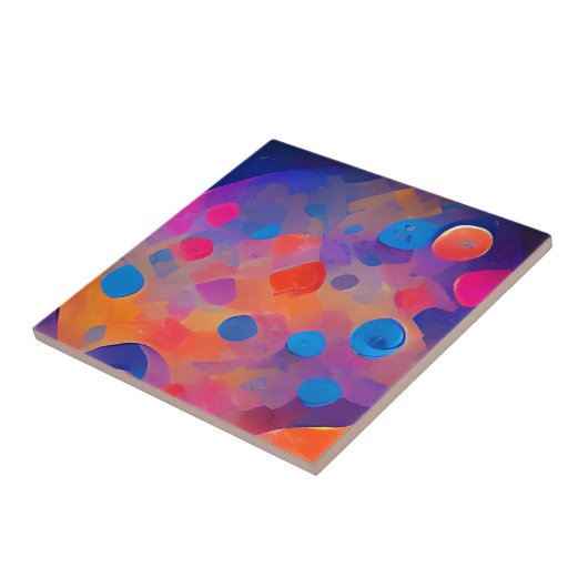 Abstrakte Kunstpunkte bunt Fliese (Seite)