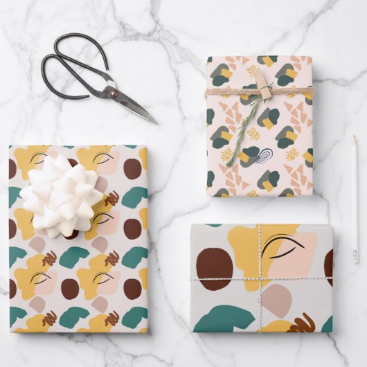 Abstrakte Kunstschattierungen aus braunen Umschlag Geschenkpapier Set (Vorderseite)