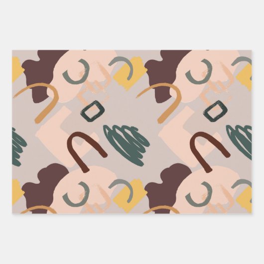 Abstrakte Kunstschattierungen aus braunen Umschlag Geschenkpapier Set (Vorderseite)