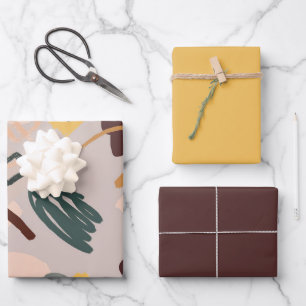 Abstrakte Kunstschattierungen aus braunen Umschlag Geschenkpapier Set