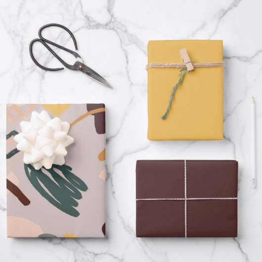 Abstrakte Kunstschattierungen aus braunen Umschlag Geschenkpapier Set (Vorderseite)