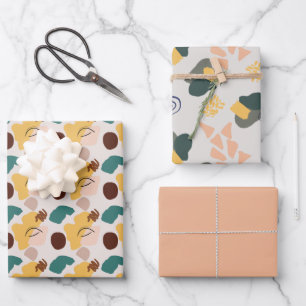 Abstrakte Kunstschattierungen aus braunen Umschlag Geschenkpapier Set