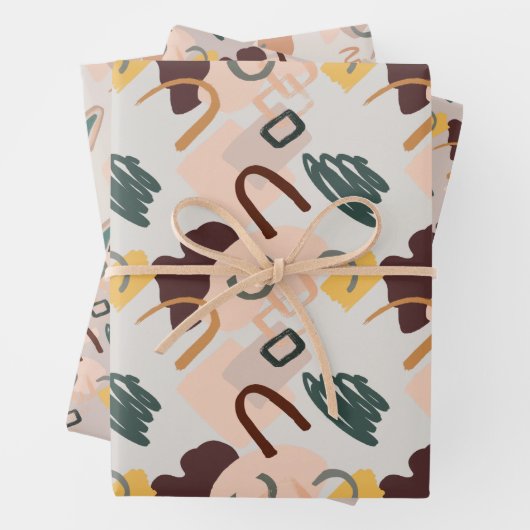 Abstrakte Kunstschattierungen aus braunen Umschlag Geschenkpapier Set (Beispiel)