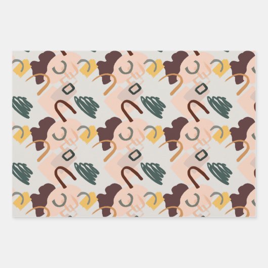 Abstrakte Kunstschattierungen aus braunen Umschlag Geschenkpapier Set (Vorderseite)