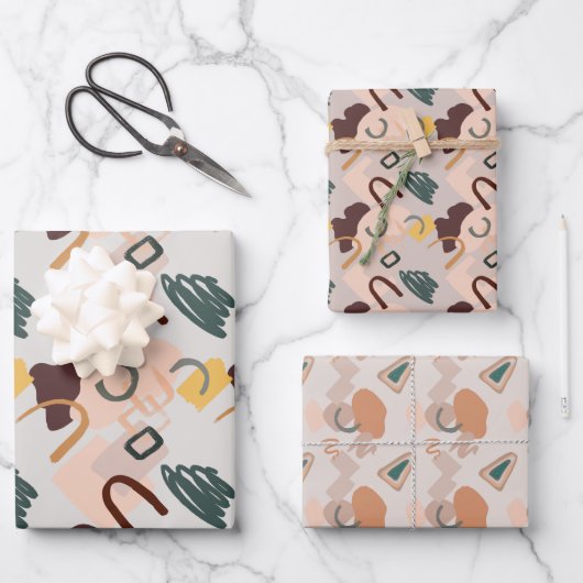 Abstrakte Kunstschattierungen aus braunen Umschlag Geschenkpapier Set (Vorderseite)