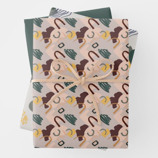 Abstrakte Kunstschattierungen aus braunen Umschlag Geschenkpapier Set (Beispiel)