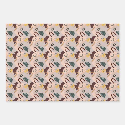 Abstrakte Kunstschattierungen aus braunen Umschlag Geschenkpapier Set (Vorderseite)