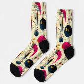 Abstrakte Kunstsocken in Rosa, Marine und Orange Socken (Linkes Detail)