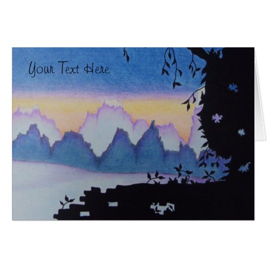 abstrakte Kunstsonne über Berglandschaft (Vorderseite (Horizontal))