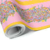 abstrakte Kunststreifen auf Rosa Geschenkpapier (Rolleneckpunkt)