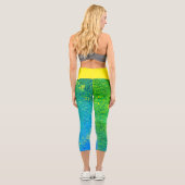 Abstrakte Kunsttextur Blass Türkis Capri Leggings (Rückseite)