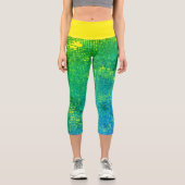 Abstrakte Kunsttextur Blass Türkis Capri Leggings (Vorderseite)