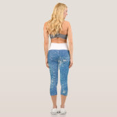 Abstrakte Kunsttextur Schwarz Weiß Capri Leggings (Rückseite)