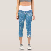 Abstrakte Kunsttextur Schwarz Weiß Capri Leggings (Vorderseite)