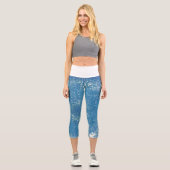 Abstrakte Kunsttextur Schwarz Weiß Capri Leggings (Vorderseite)
