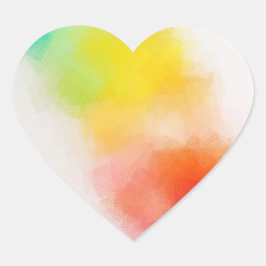 Abstrakte Kunstvorlage farbenfroh rosa gelb Herz-Aufkleber (Vorderseite)