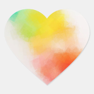 Abstrakte Kunstvorlage farbenfroh rosa gelb Herz-Aufkleber